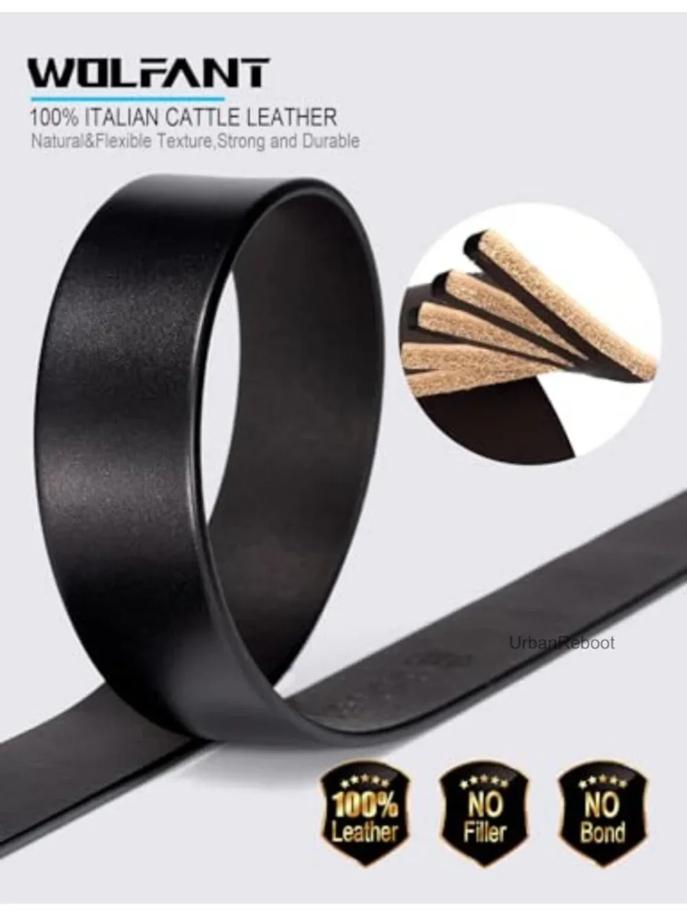 Men's Heavy Duty Full Grain Leather Belt 1.5